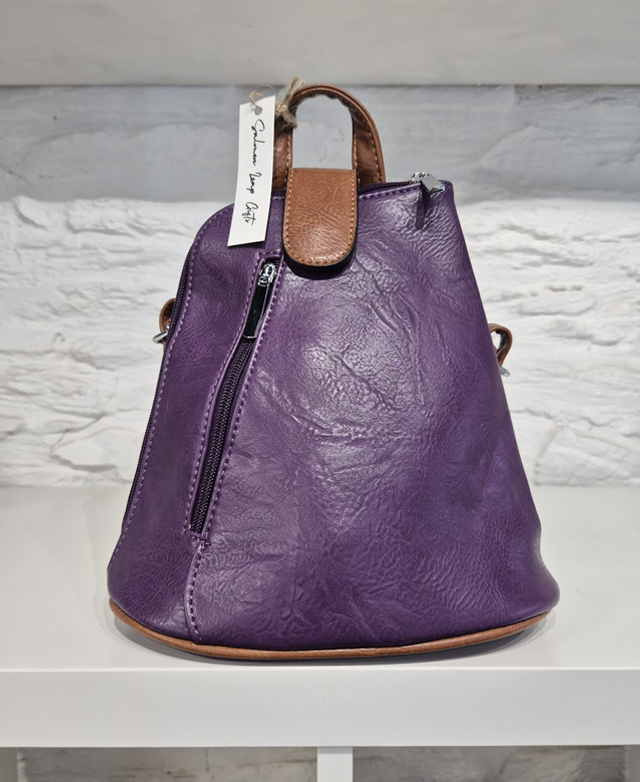 Convertible Backpack / Crossbody Bag with Adjustable Straps – Purple