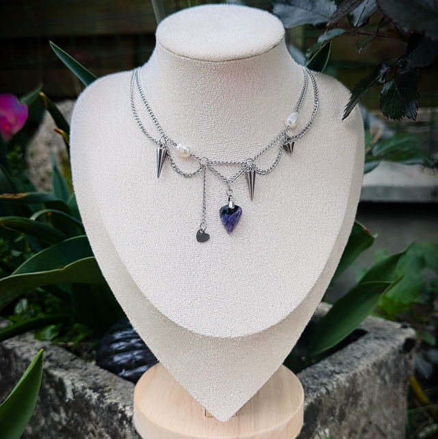 Collier COMTESSE charoïte, perle d’eau douce 