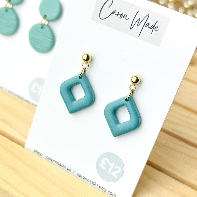 Blue and gold small morrocan shape earrings