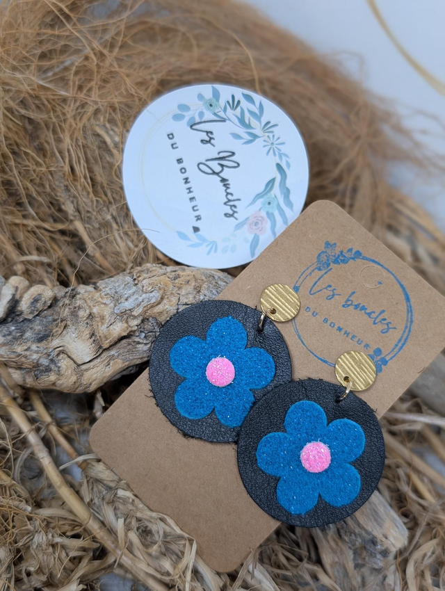 Moon fleur noir bleu mf002*