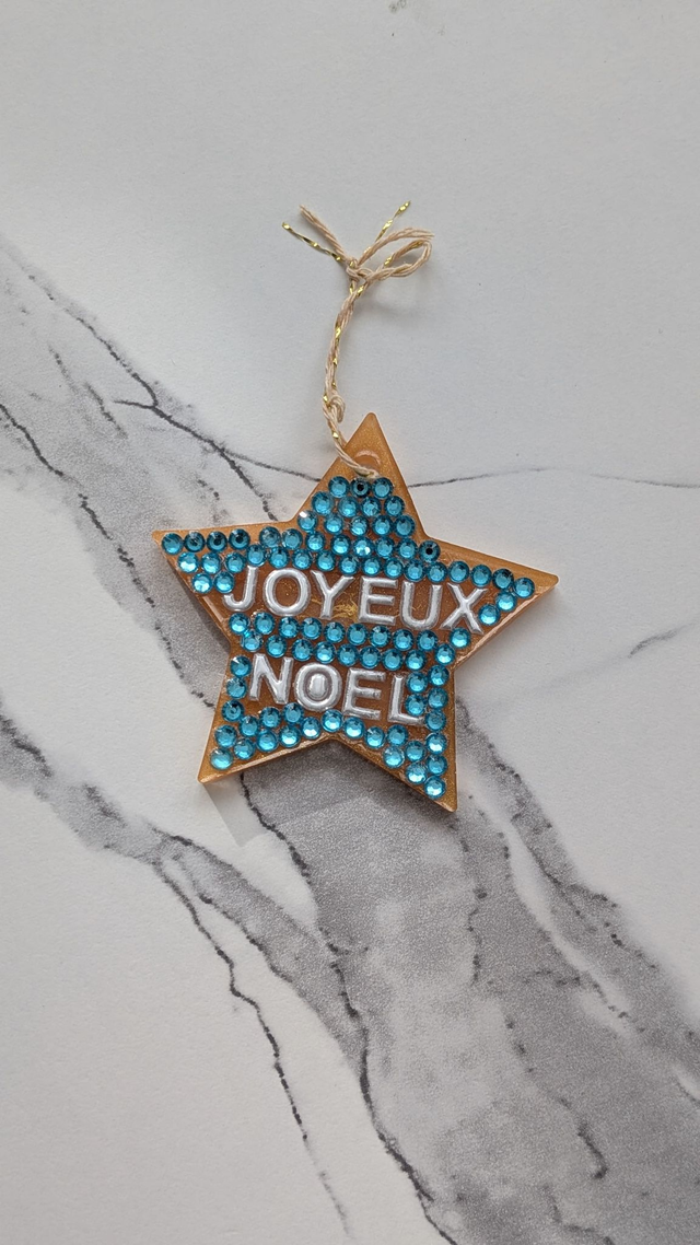 5 Suspensions de Noël en résine époxy personnalisables | couleurs or avec diamond painting