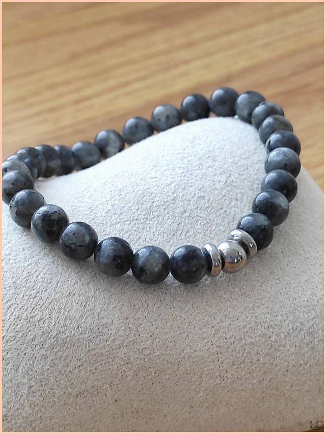 Bracelet Beckie - Labradorite noire 6mm