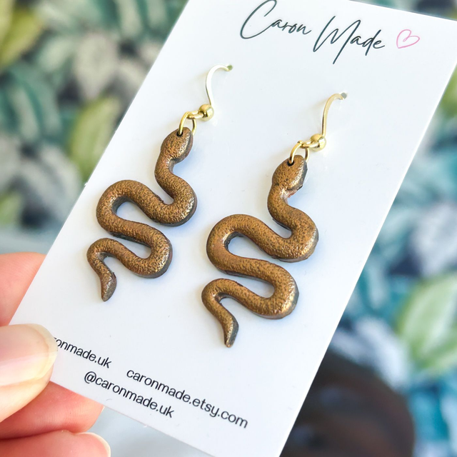 Snake earrings bronze colour
