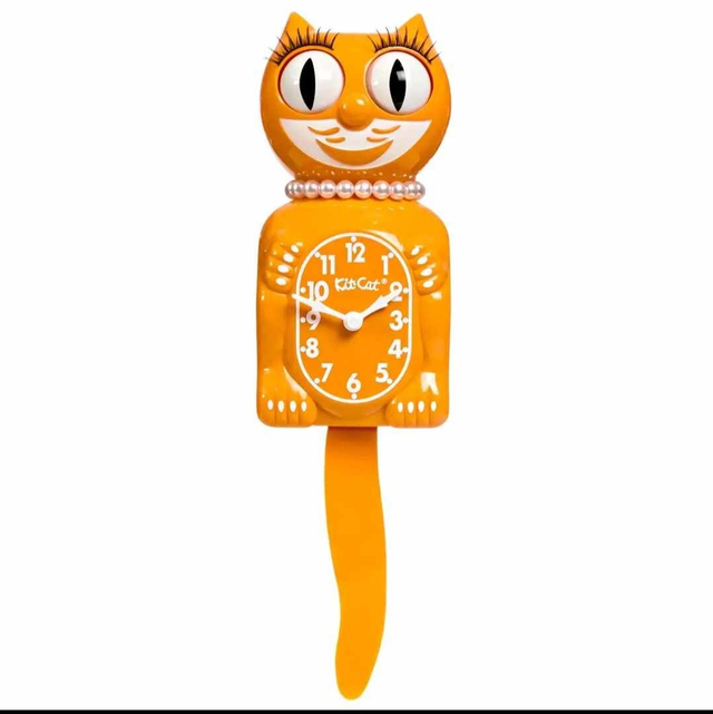 Lady kit cat clock orange