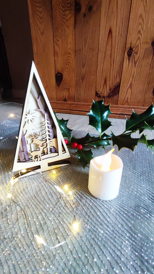 Décor en bois multicouches scène de Noël