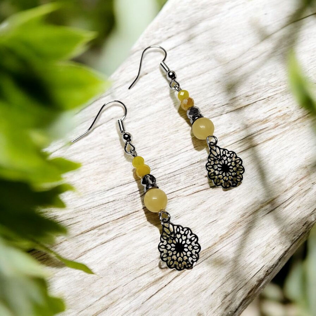 Boucles d&#039;oreilles jaune acier inoxydable