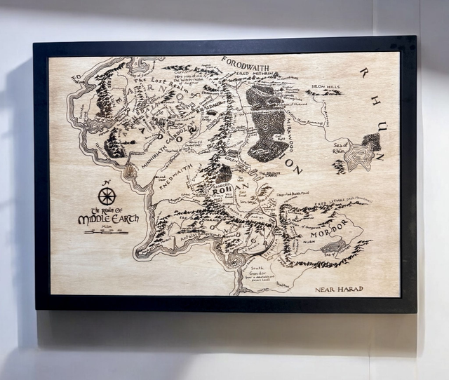 Carte du Seigneur des Anneaux Tolkien gravée 