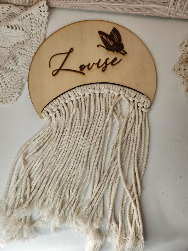 Plaque prénom et macramé 