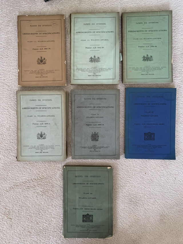 Patents for Inventions Wearing Apparel Job Lot Books