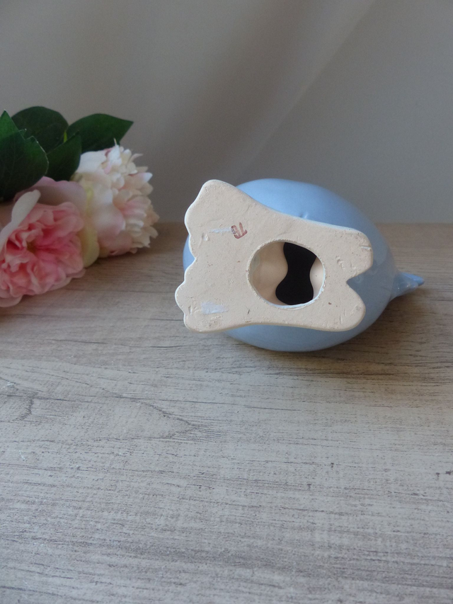 Figurine coq oiseau en céramique bleu avec un foulard jaune, coq décoratif champêtre maison de campagne, cadeau collection poule poulet coq