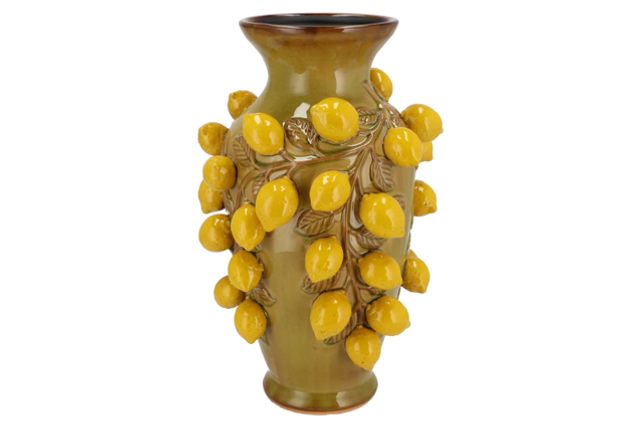 Fruit lemon olive green vase 