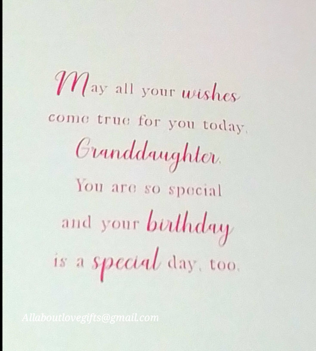 Granddaughter Birthday Card Sentiment Verse Stunning Design and Quality