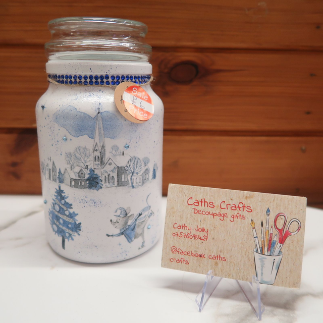 Decoupage Christmas Jar