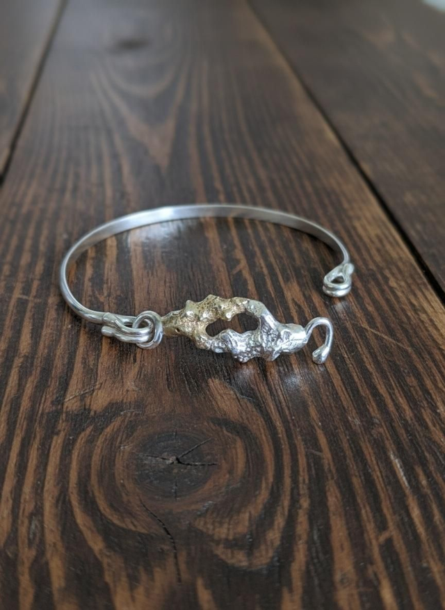 Brass and Silver Coral bangle