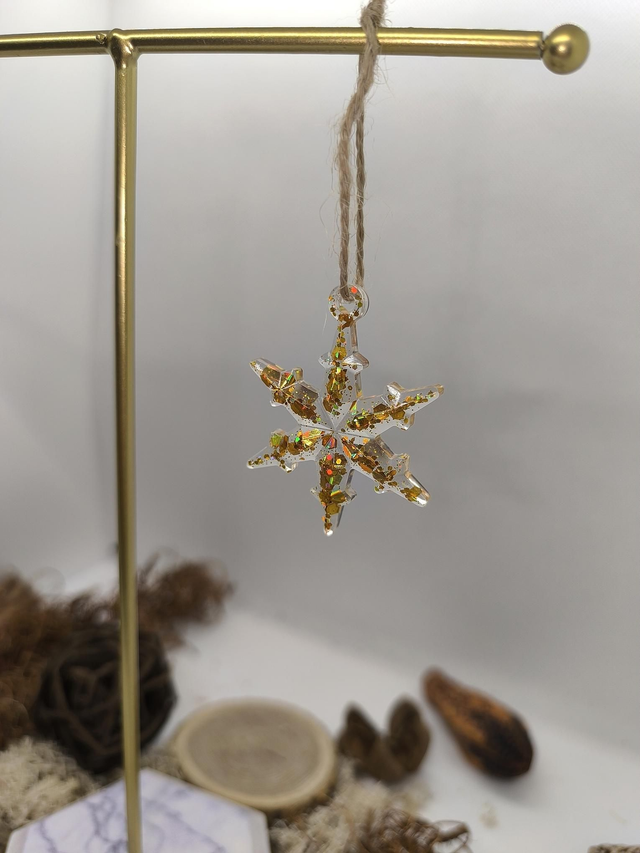 Décoration étoile sapin noel doré pailleté 