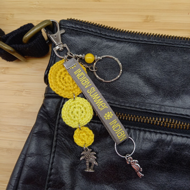 Bijou de sac / porte-clés jaune - Eté indien