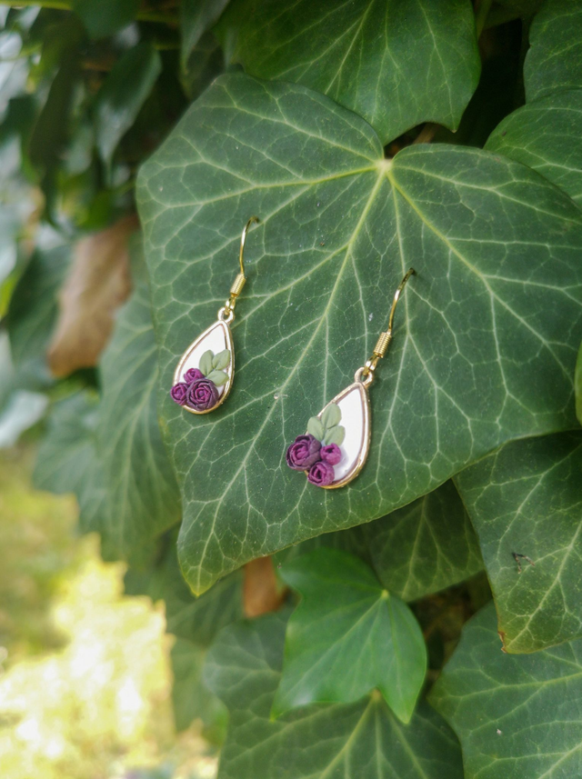 Collection Florale Prune du Jardin - Boucles d&#039;oreilles Anna
