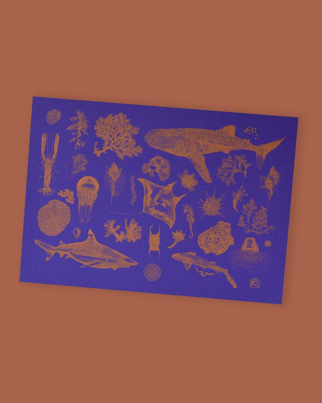 Affiche imprimée en risographie Gold ocean