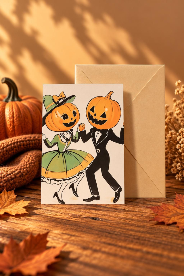 Pumpkin Dance – Nostalgisk Halloweenkort