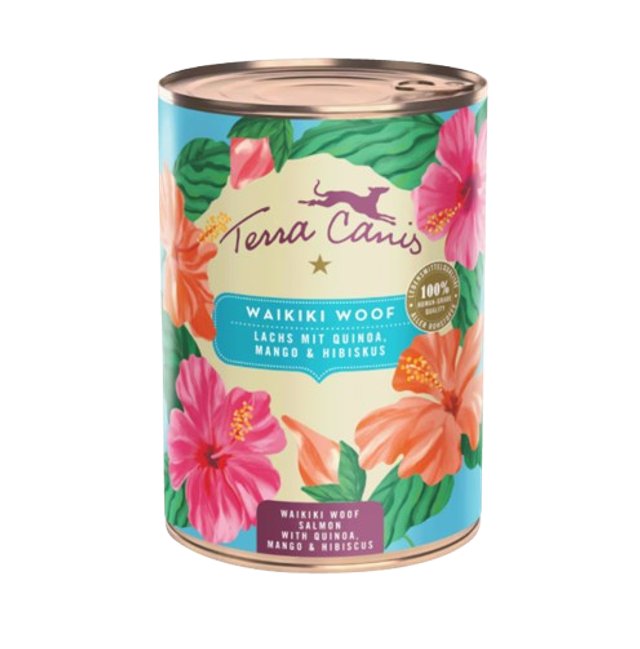 Waikiki Woof: Saumon accompagné de quinoa, mangue et hibiscus.