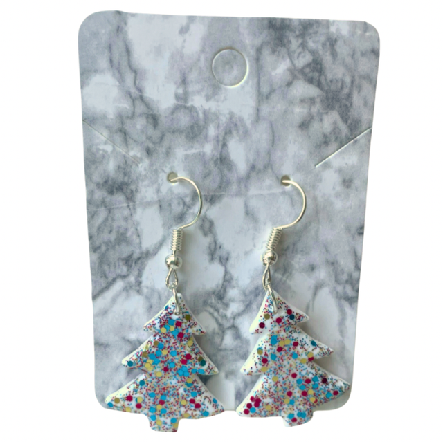 Glittery Christmas tree earrings