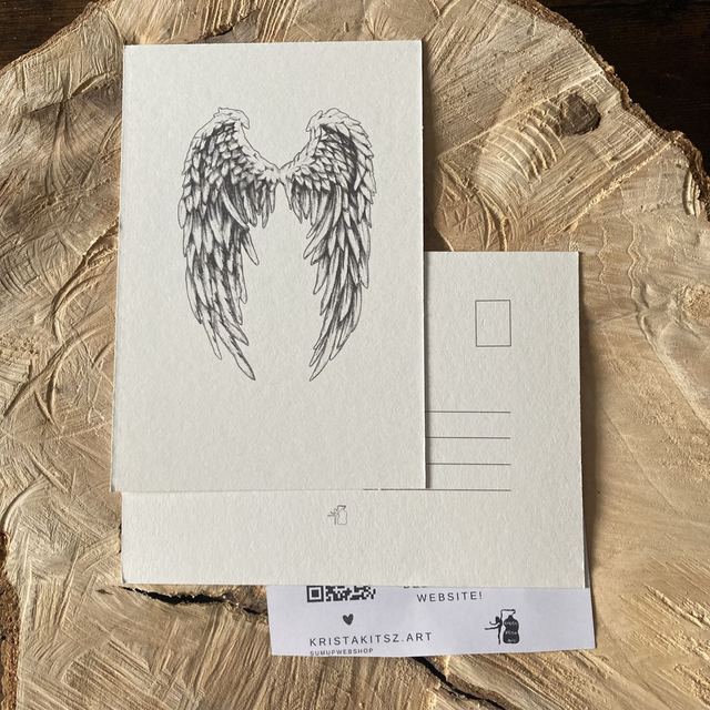 Kerst Postkaart Engelen vleugels geen tekst | zonder envelop | platte ansichtkaart Christelijke kerstkaart 