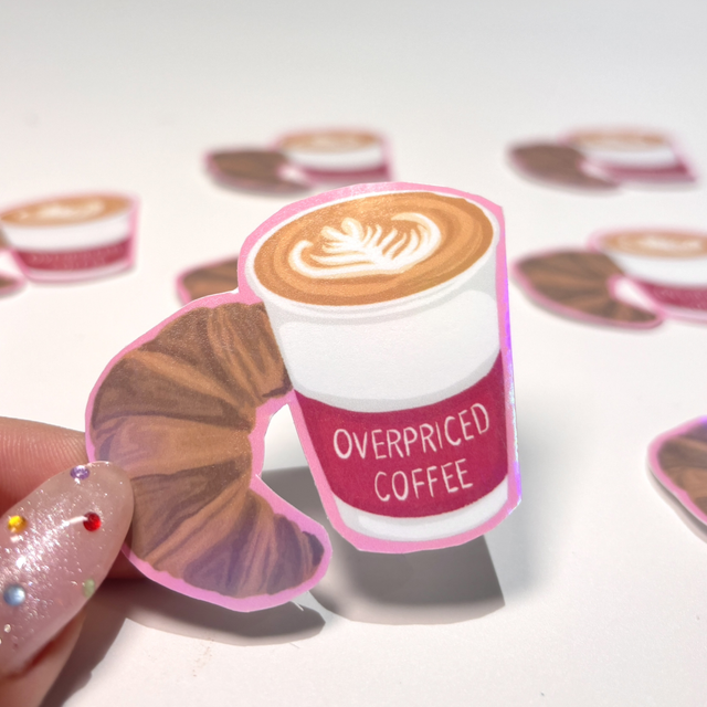 Overpriced Coffee and Croissant Sticker 