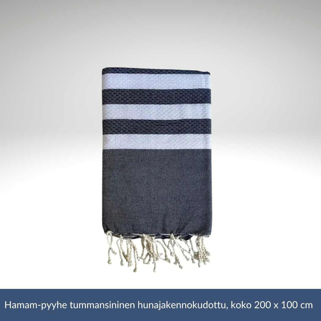 Hunajakennokudottu Hamam-pyyhe – tummansininen 200 x 100 cm