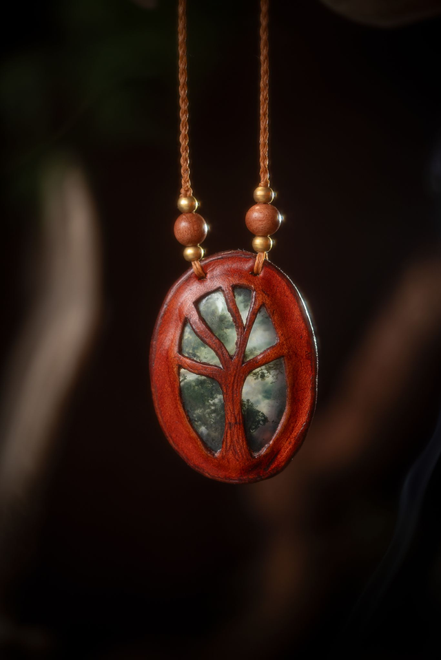 Aërin - Collier avec Agate mousse