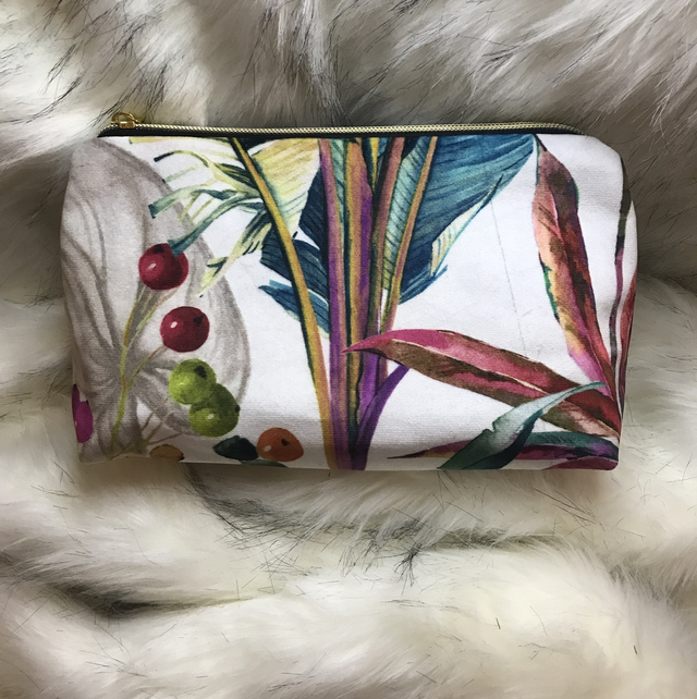 Handmade "White exotic flowers" large bag