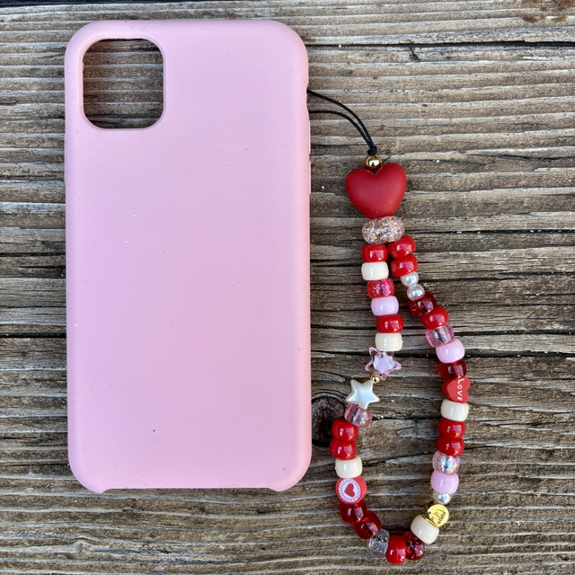 Grigri de téléphone Bonbon d’amour ♥️ Cœur rouge passion - Taille S