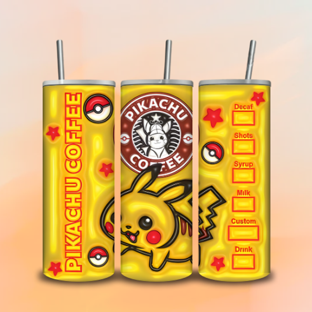 Tumbler 3D Starbuck pikachu 