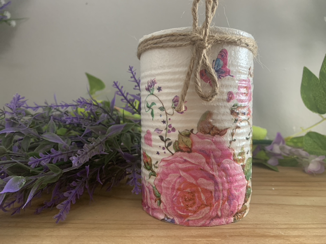 Pink floral tin can candle (all fragrances available)