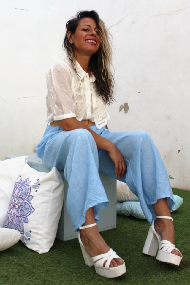 Pantalón Fluido Celeste