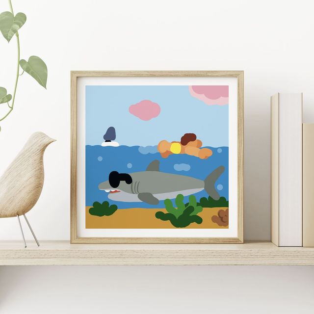 Le Requin - Affichette 20x20 cm