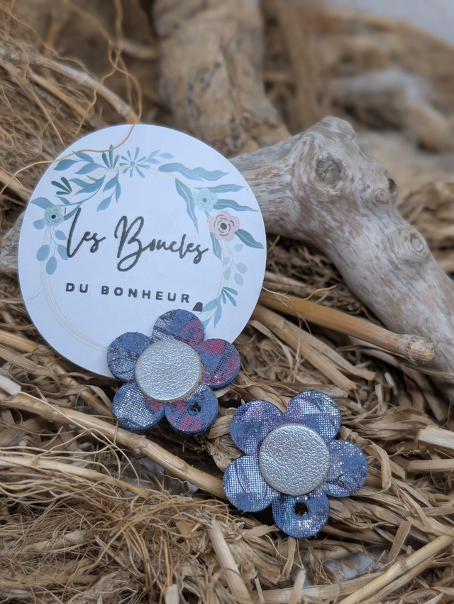 Pampilles marguerite bleu fleuries pam023