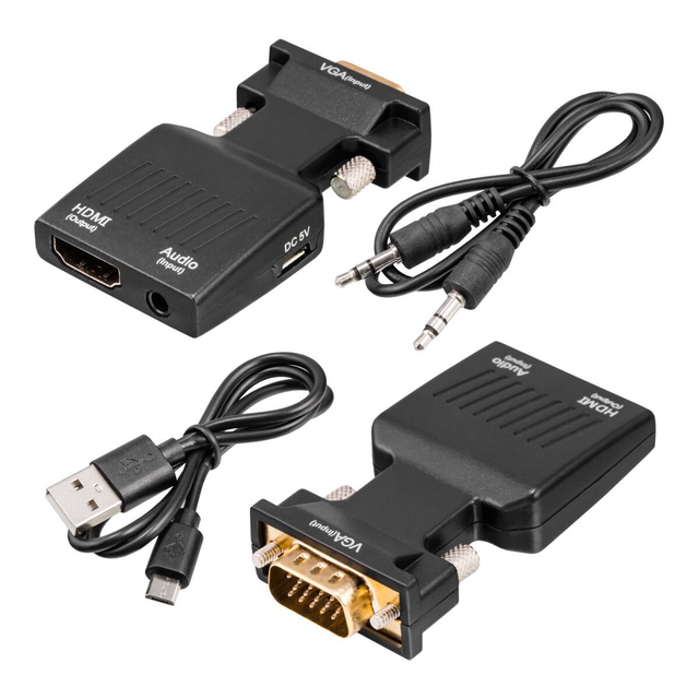 Adaptateur VGA HDMI, fiche VGA, prise jack 3,5 mm vers prise HDMI-A