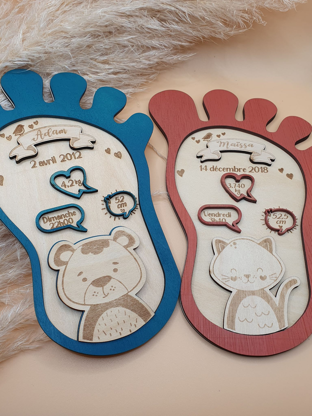 Naissance : souvenir ou cadeau original Personnalisé en Bois 