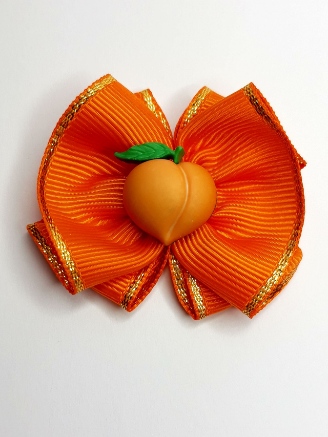 Noeud pour chien frous frous-orange-abricot-barrette