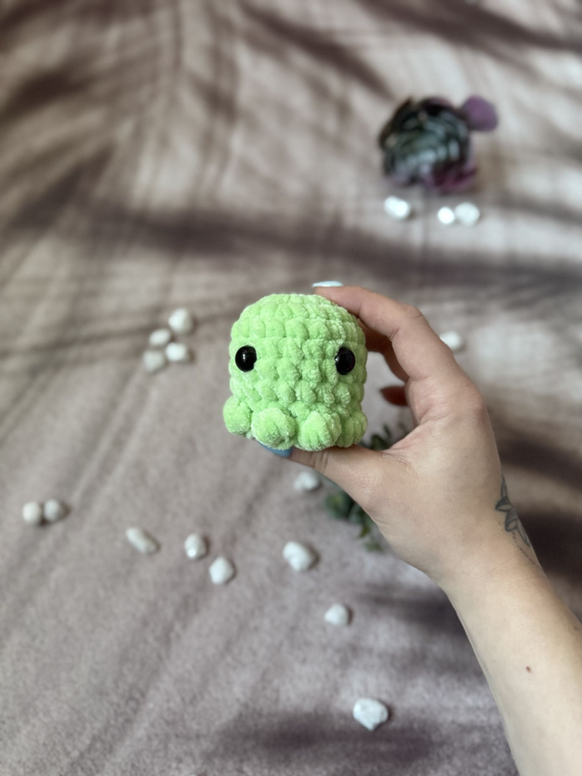 Porte-clés poulpe tout doux vert pomme