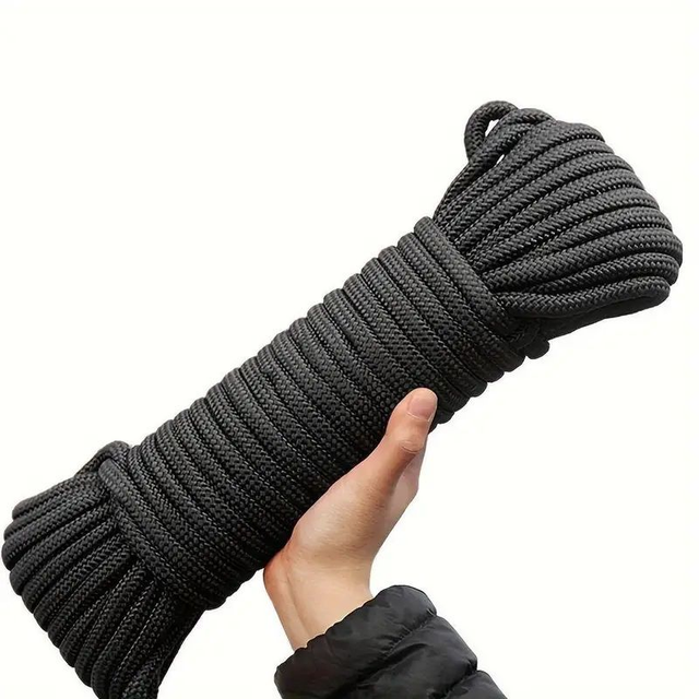 Corde en nylon noir tressée, corde en polypropylène 10 m X 8mm