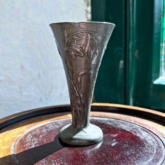 An Art Nouveau Kayserzinn pewter vase, likely designed by Hugo Leven for J.P. Kayser &amp; Sohn AG
