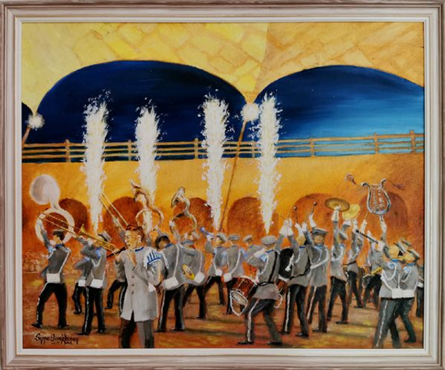 5. Varusmiessoittokunnalla meno päällä (50x60 cm)