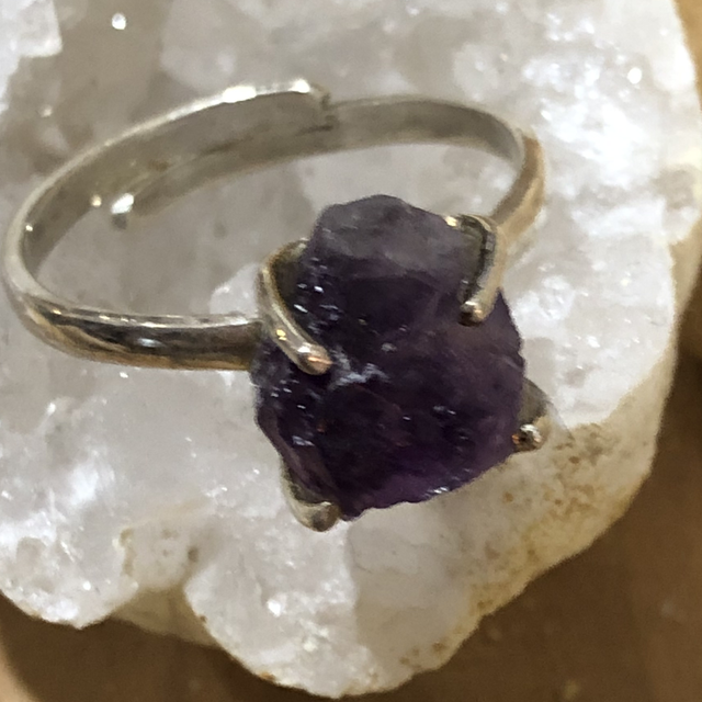 Bague réglable argent 925 &amp; améthyste 
