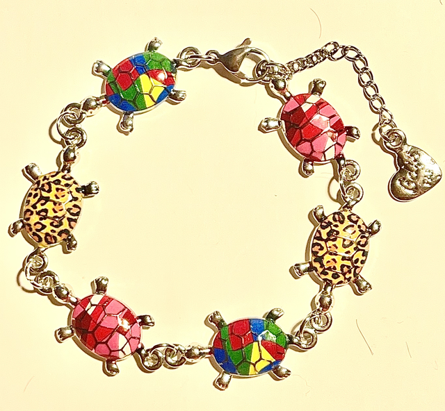 B106 - Bracelet tortues en métal multicolore 