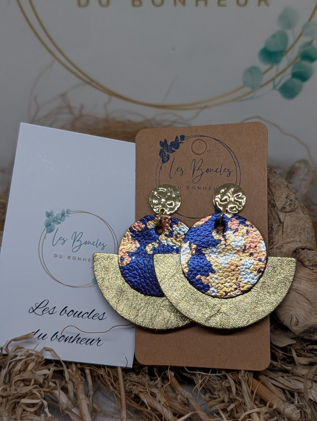 Boucles d'oreilles Dona marine dorée do002