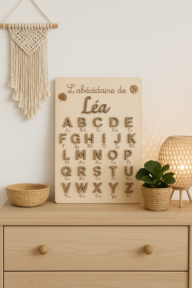 Abécédaire personnalisé en bois – Style Léopard