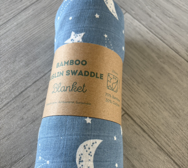 Blue Stars &amp; Constellations Bamboo Muslin Swaddle Blanket 