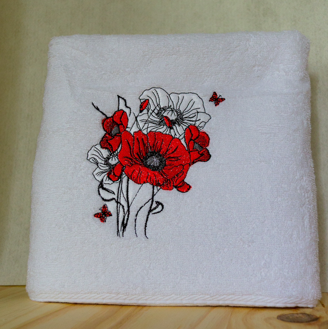 Serviette de bain coquelicot 