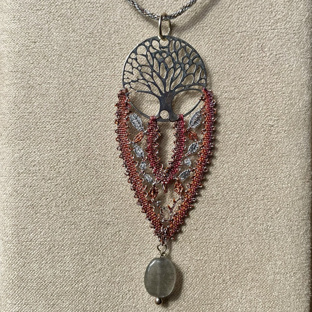 Pendentif ovale - arbre de vie - brun